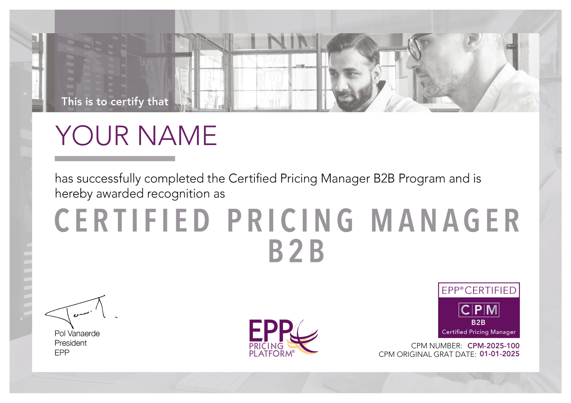 CPMB2B Certificate